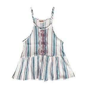 Yak & Yeti Embroidered Striped Tunic Top Boho Festival Babydoll Tank Sz Medium